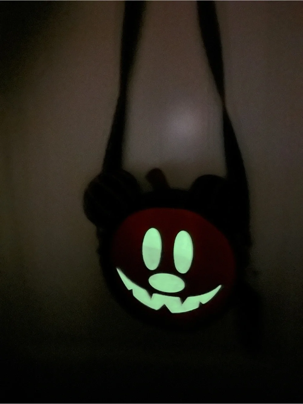 Disney Kids Glow Pumpkin Face Costume Satchel Bag- Black and Orange